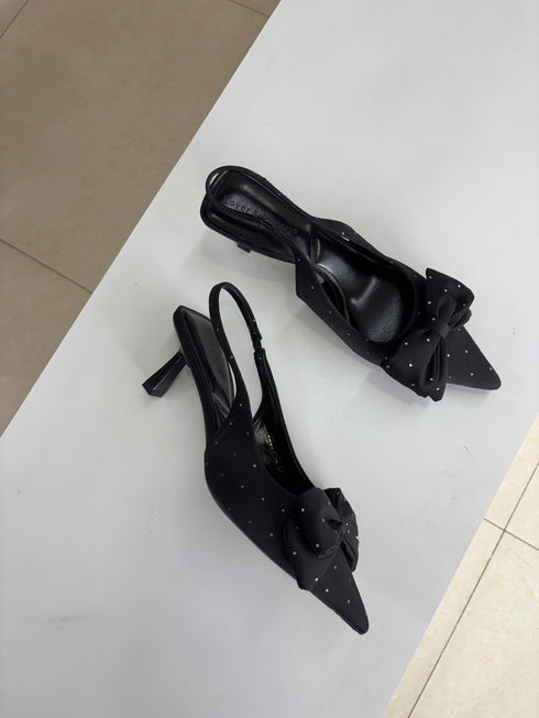 Bow Close Toe Slid On Heel